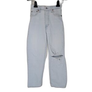 Levi's Ribcage Straight Ankle Distressed Light Wash Jeans